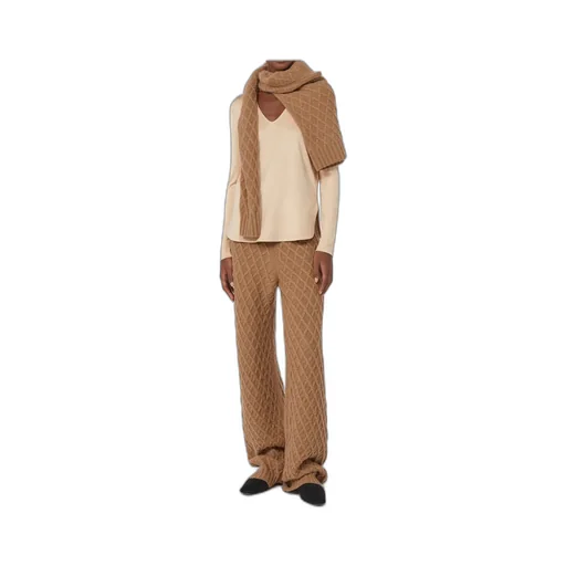 Long Camel-Yarn Trousers