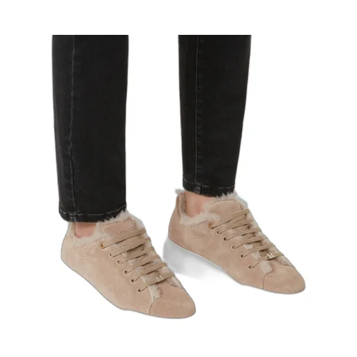 Sneakers In Suede, And Alpaca And Cashmere Teddy Fabric