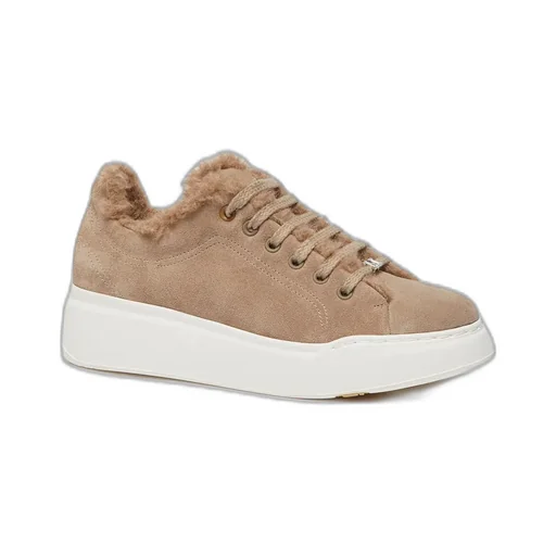 Sneakers In Suede, And Alpaca And Cashmere Teddy Fabric