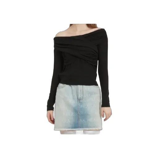 Long-Sleeved Pleated T-Shirt