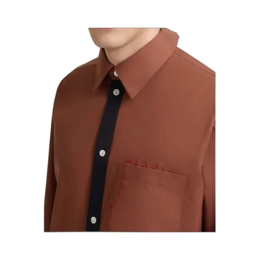 Cotton Poplin Shirt With Marni Mending Logo