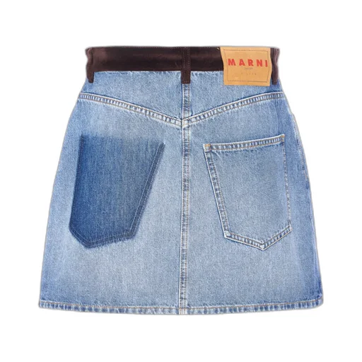 Logo Patch Denim Mini Skirt