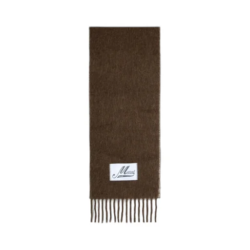 Logo Patch Fringed-Edge Scarf