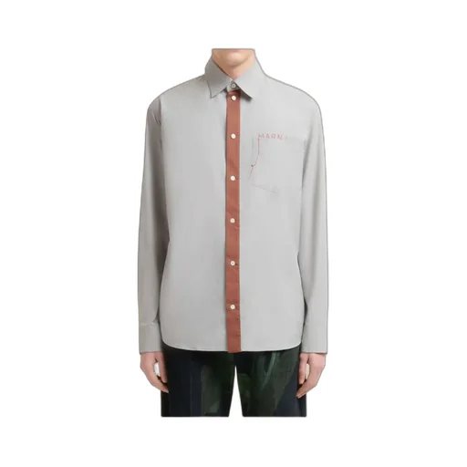 Cotton Poplin Shirt With Marni Mending Logo
