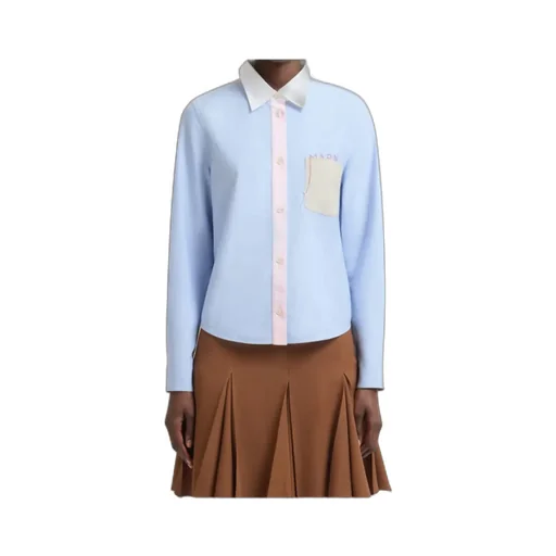 Contrast Collar Long Sleeved Shirt