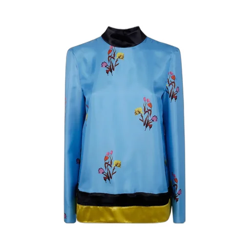 Floral-Print Silk Top