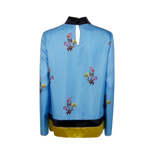 Floral-Print Silk Top
