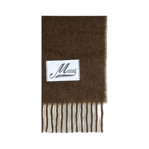 Logo Patch Fringed-Edge Scarf