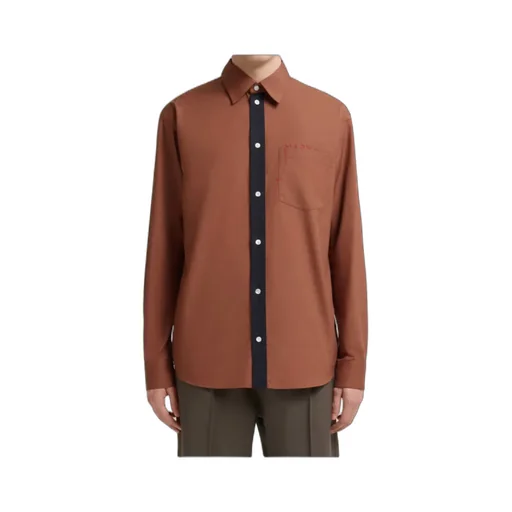 Cotton Poplin Shirt With Marni Mending Logo