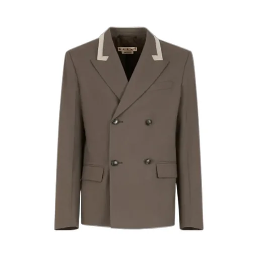Double-Breasted Wool Blazer With Marni Mending