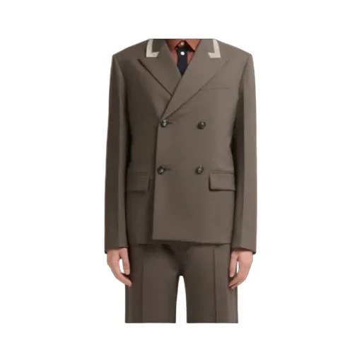 Double-Breasted Wool Blazer With Marni Mending