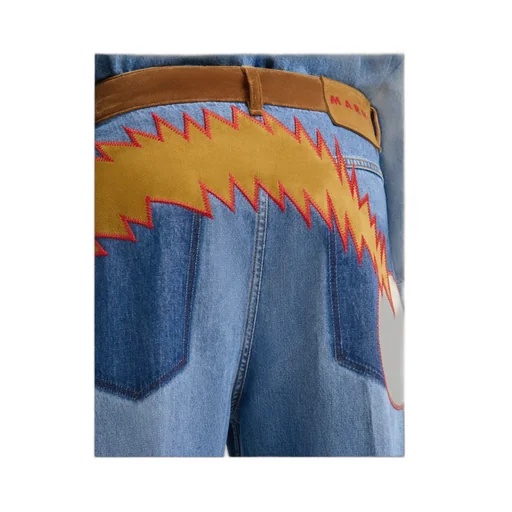 Velvet Waistband Denim Trousers