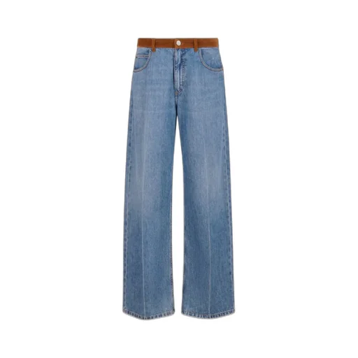 Velvet Waistband Denim Trousers