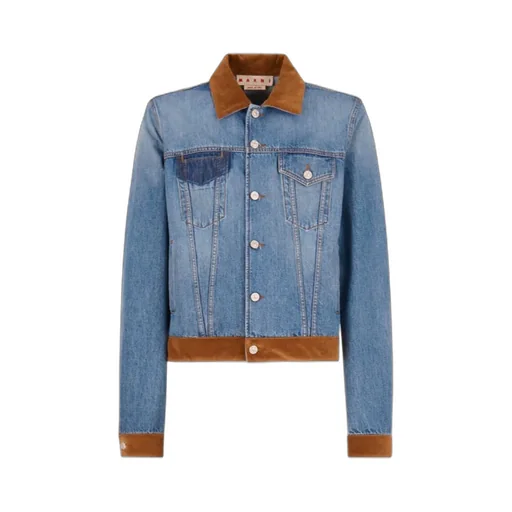 Denim Trucker Jacket With Patch On Back