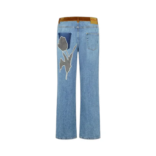 Floral Patch Straight Leg Jeans