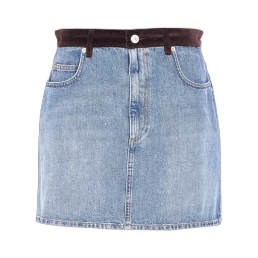 Logo Patch Denim Mini Skirt