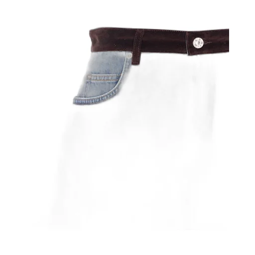 Logo Patch Denim Mini Skirt