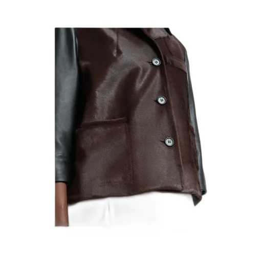 Black Leather And Pony Hair Jacket