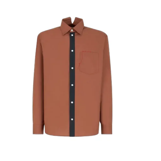 Cotton Poplin Shirt With Marni Mending Logo