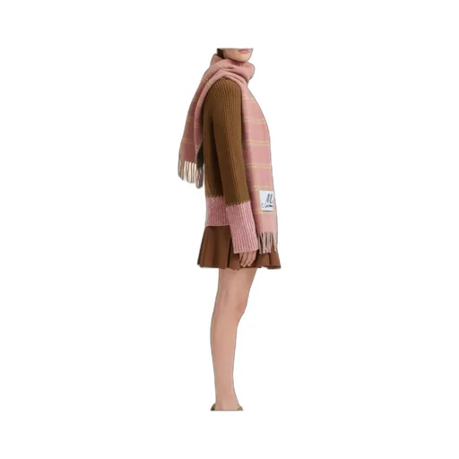 Logo Patch Checked Fringed Scarf