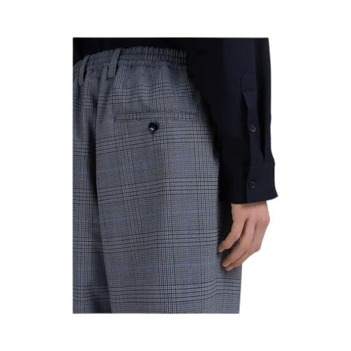 Checked Wool Trousers With Drawstring Waist