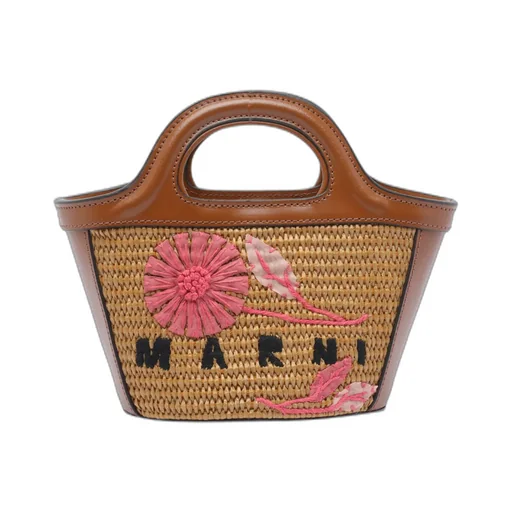 Tropicalia Floral-Embroidered Woven Clutch Bag