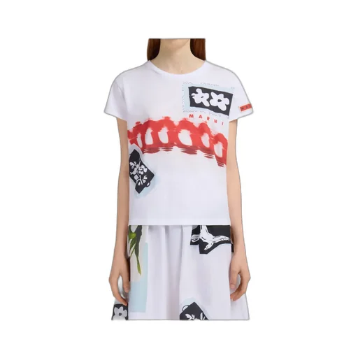 Cotton T-Shirt With Prints And Patches