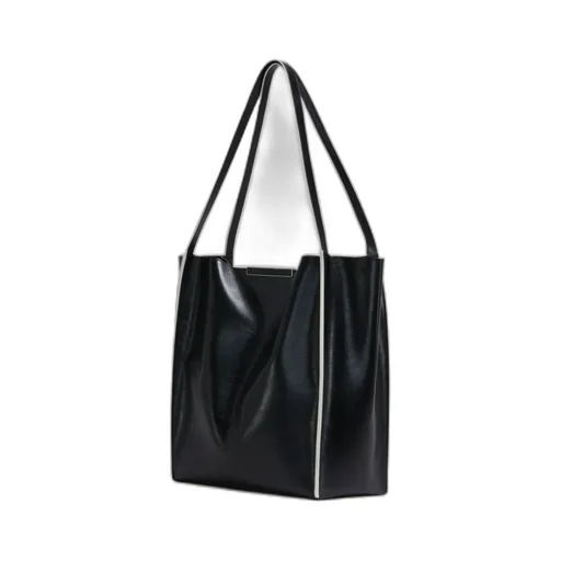 Black Leather Cresta N/S Tote Bag