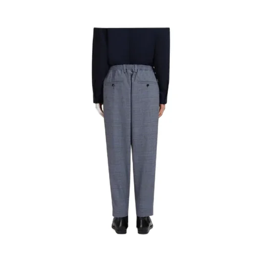 Checked Wool Trousers With Drawstring Waist