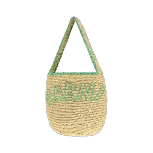 Large Logo-Embroidered Raffia Tote Bag
