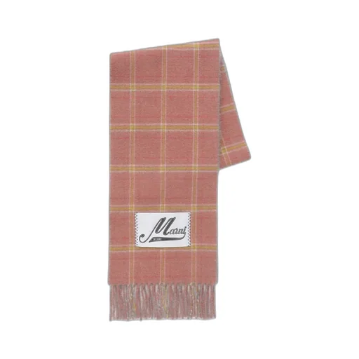 Logo Patch Checked Fringed Scarf