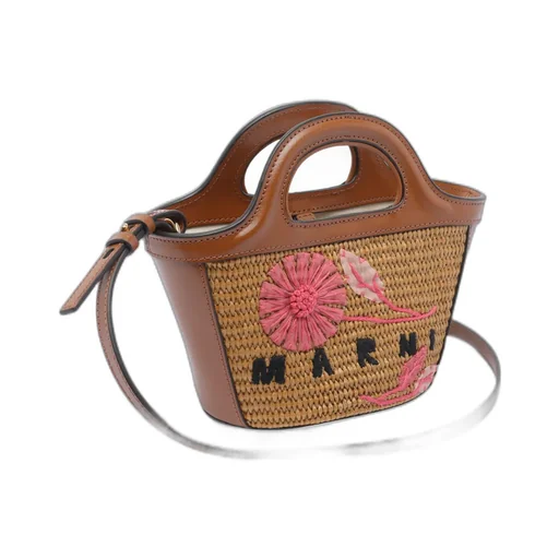 Tropicalia Floral-Embroidered Woven Clutch Bag