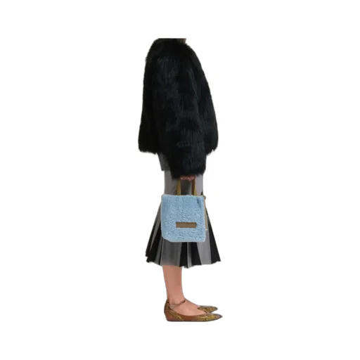 Logo Detailed Shearling Tote Bag