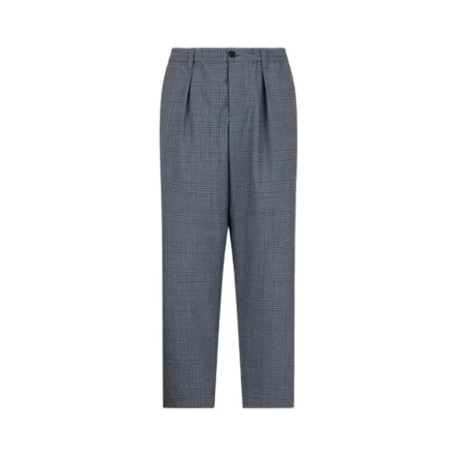 Checked Wool Trousers With Drawstring Waist