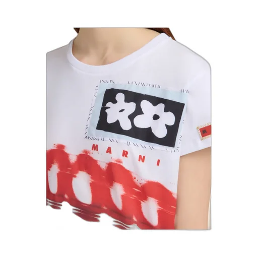 Cotton T-Shirt With Prints And Patches