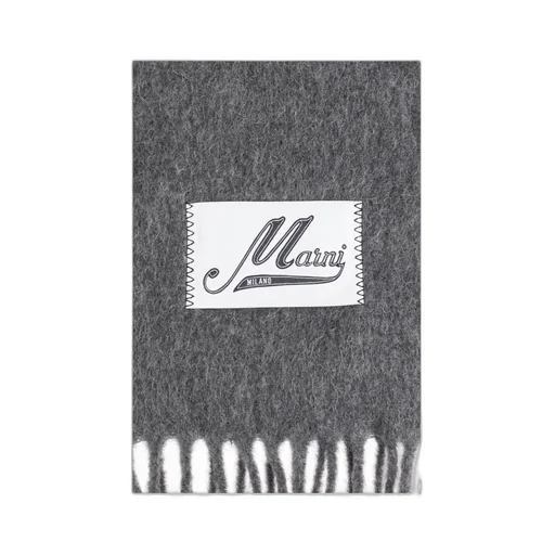 Logo Patch Fringed Scarf
