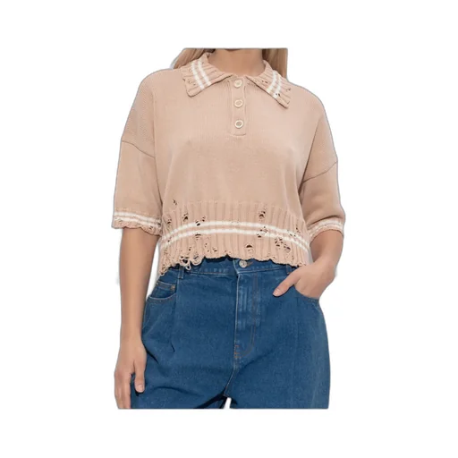Distressed Short-Sleeve Knit Shirt
