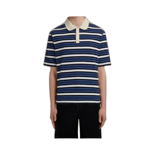 Organic Cotton Polo Shirt With Striped Front