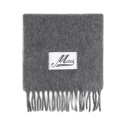 Logo Patch Fringed Scarf