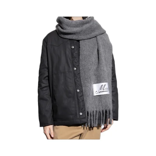 Logo Patch Fringed Scarf