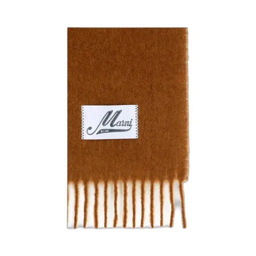 Logo Patch Fringed Scarf