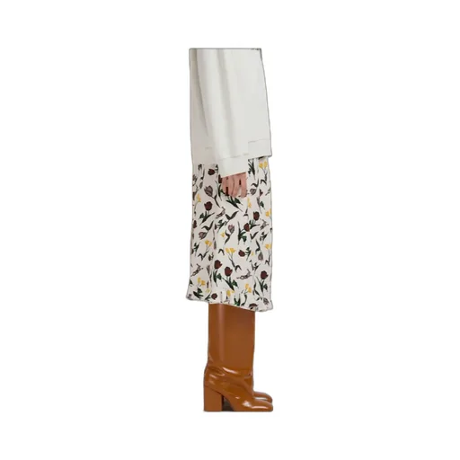 Tulips And Hares Print Satin Midi Skirt