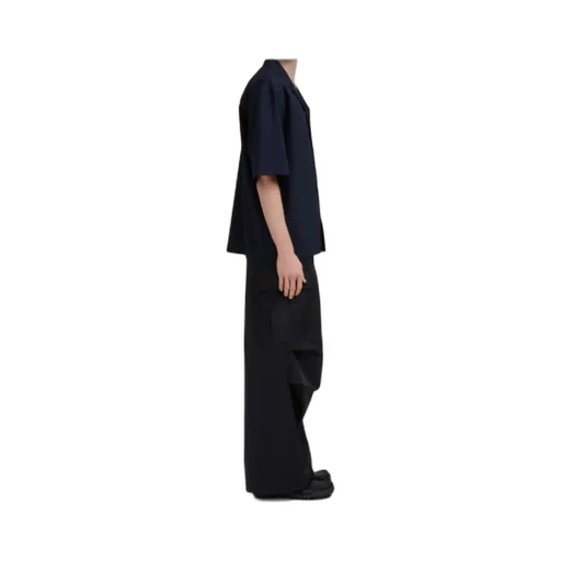 Deep Blue Tropical Wool Bowling Shirt With Marni Mending