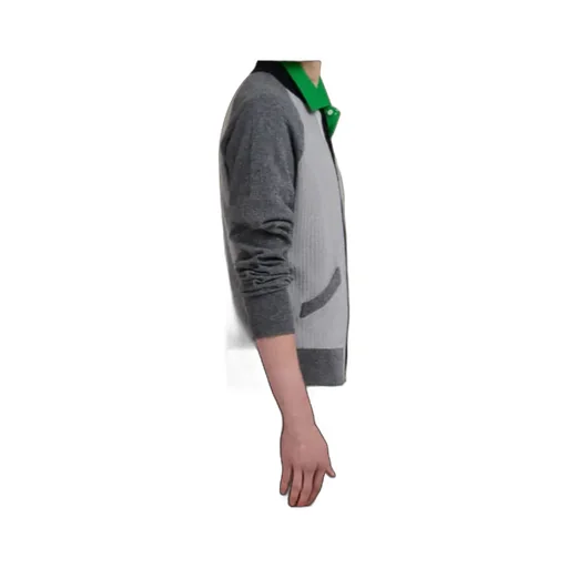 Grey Wool Cardigan With Bomber Neck