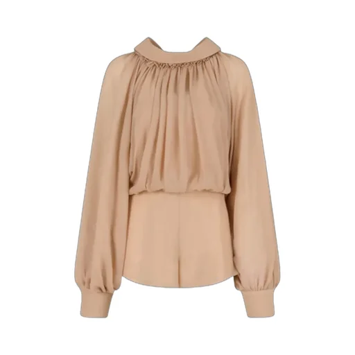 Long Sleeve Gathered Jumpsuit