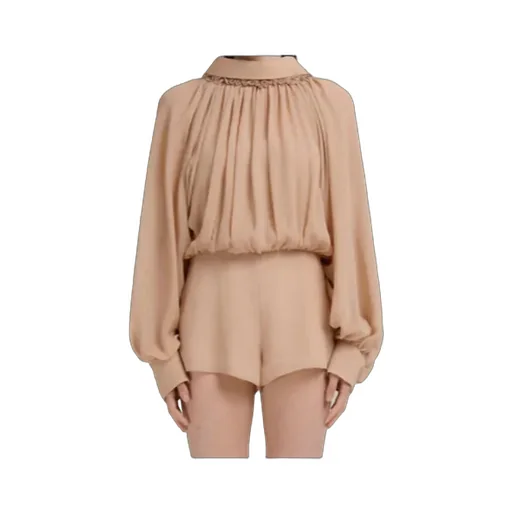 Long Sleeve Gathered Jumpsuit