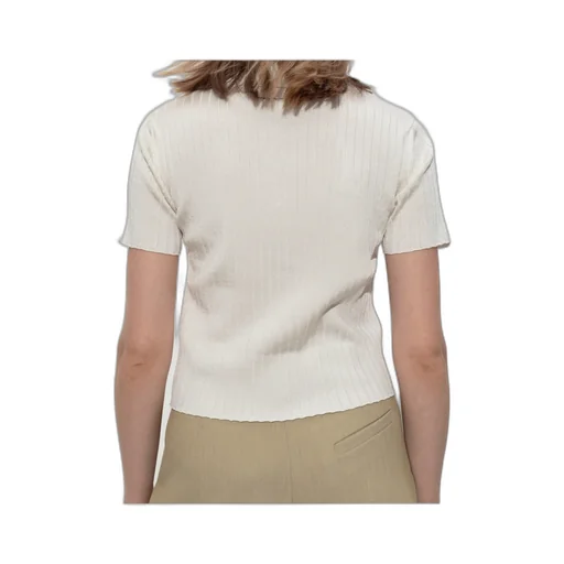 Short-Sleeved Fine-Knit Polo Top