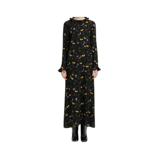 Envers Satin Maxi Dress With Tulips And Hares Print