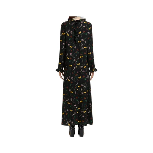 Envers Satin Maxi Dress With Tulips And Hares Print