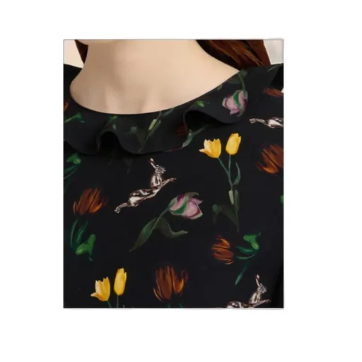 Envers Satin Maxi Dress With Tulips And Hares Print